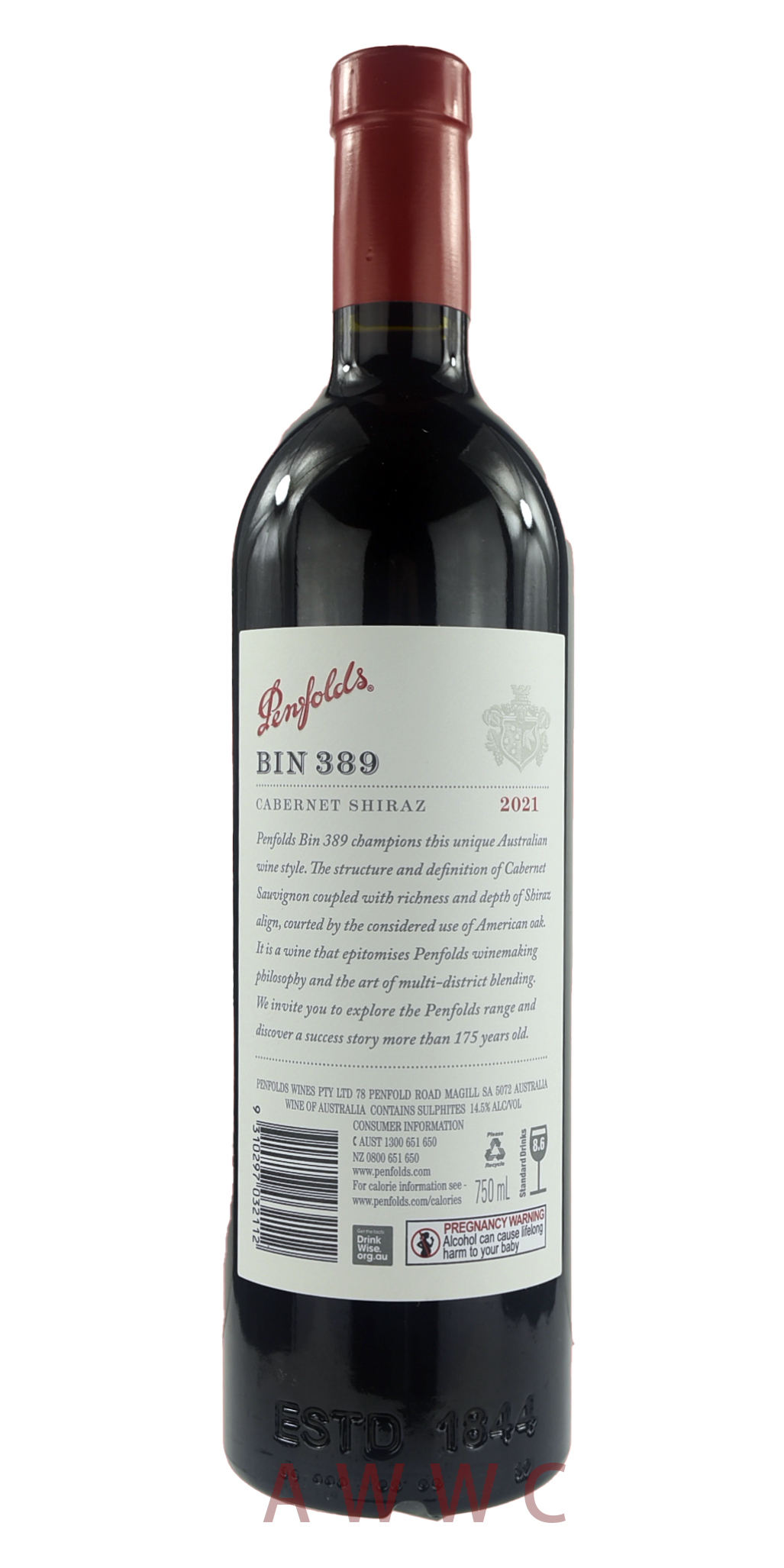 奔富 Bin 389 赤霞珠, 設拉子 2022 (木蓋）