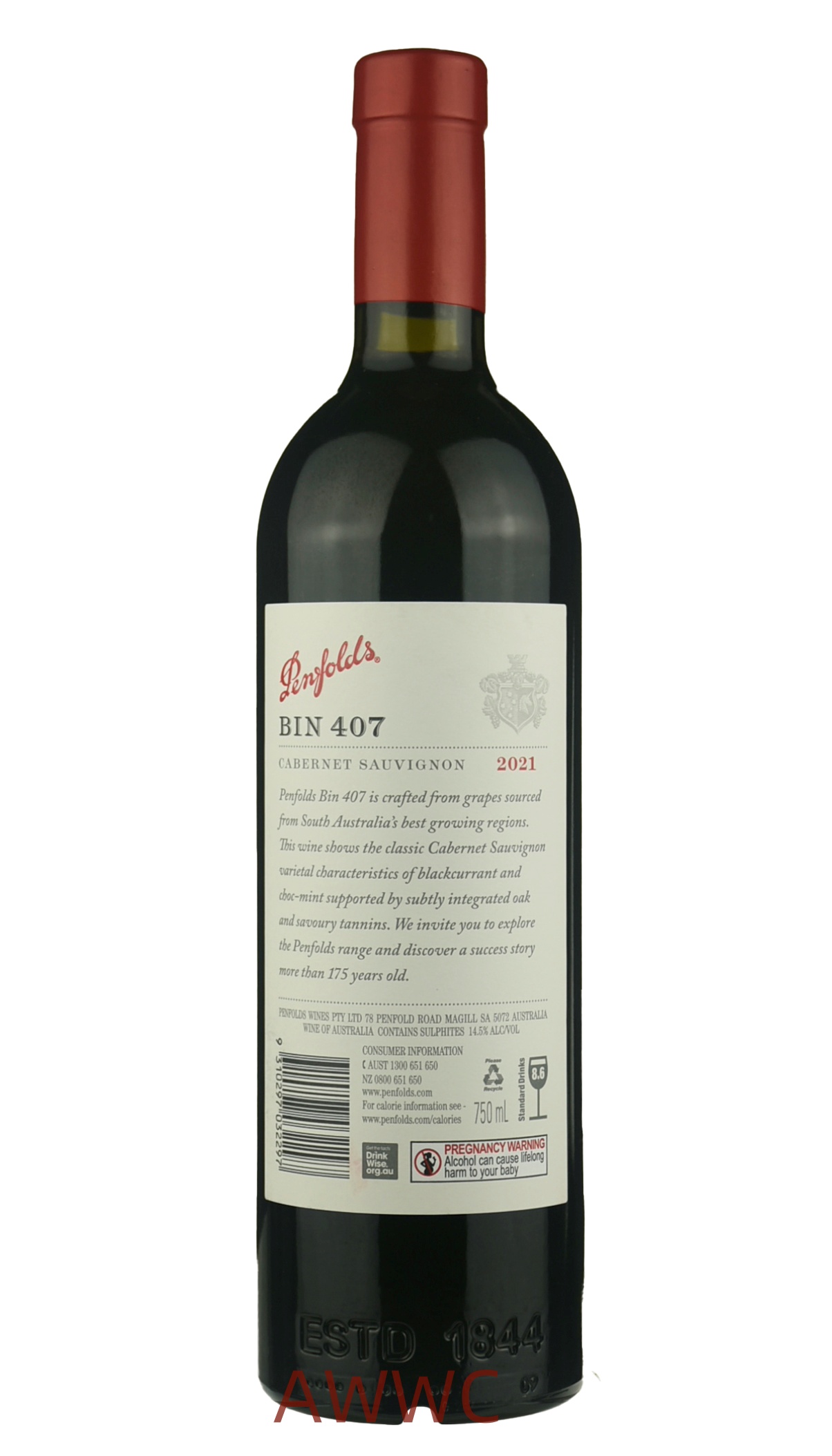 奔富 Bin 407 赤霞珠 2021（木塞）禮盒裝