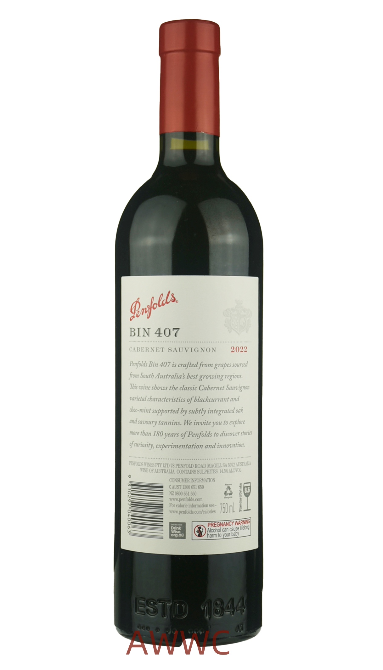 奔富 Bin 407 赤霞珠 2022（木塞） 