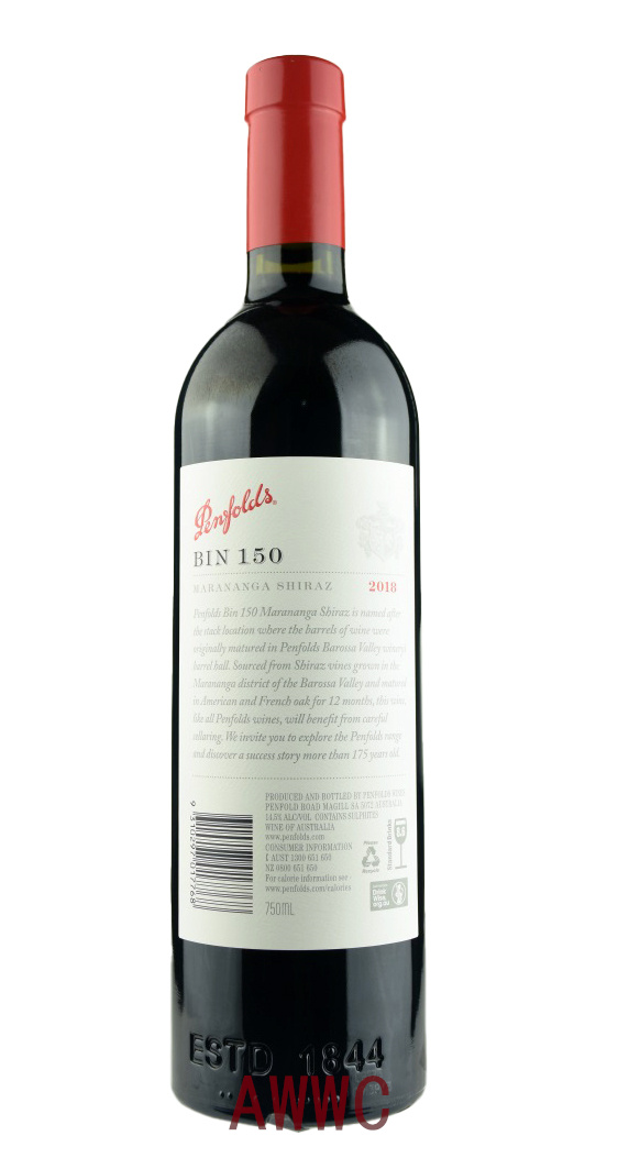 奔富BIN 150瑪拉南戈設拉子2018 (木塞)