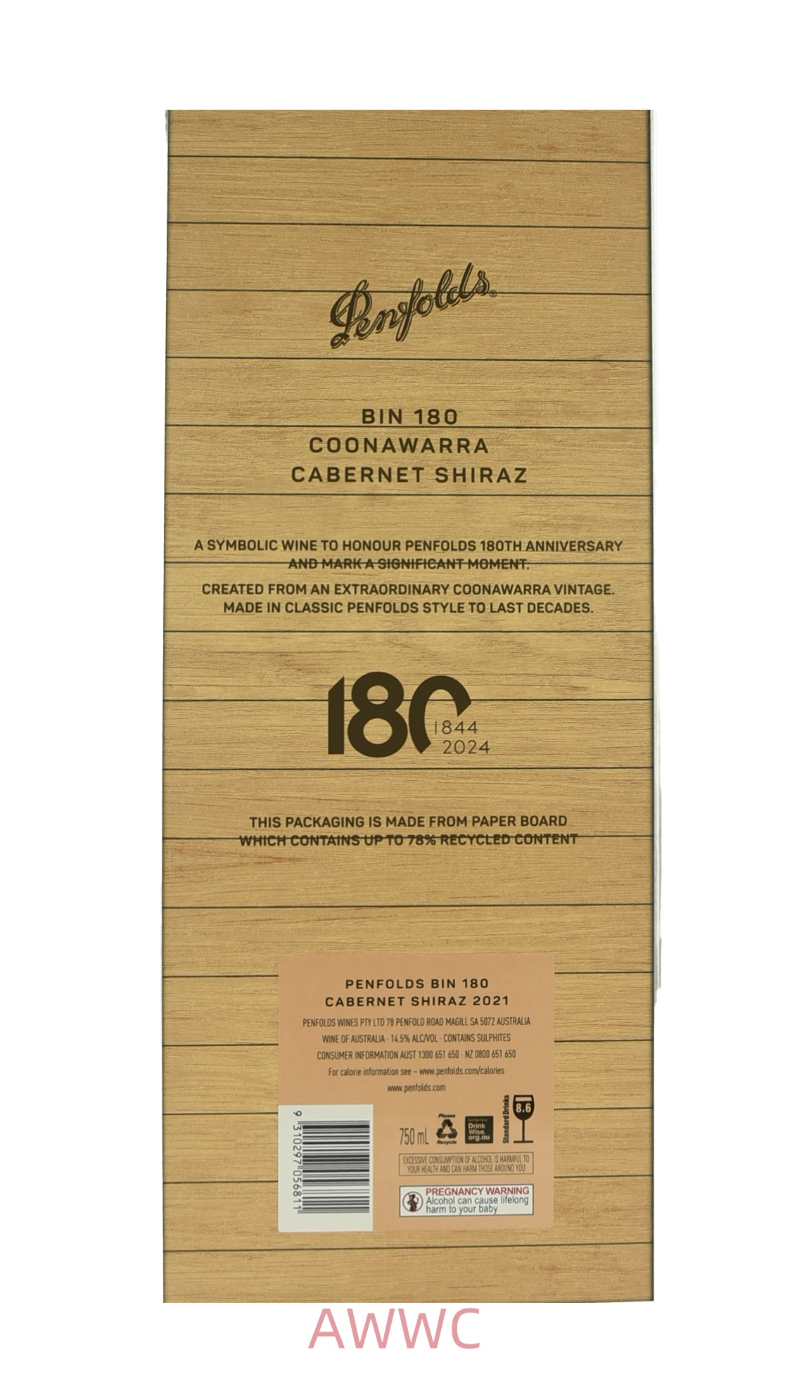 奔富 Bin 180赤霞珠2021