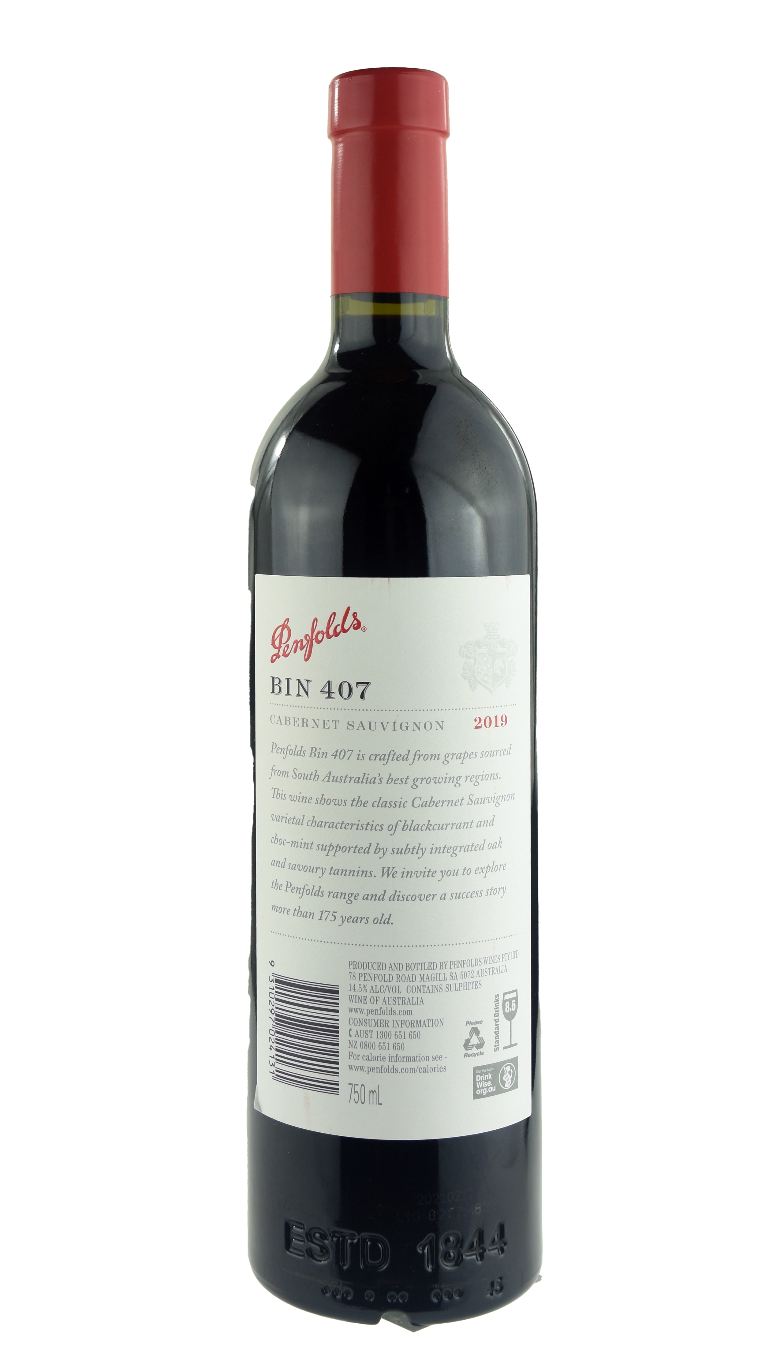 奔富 Bin 407 赤霞珠 2022（木塞） 